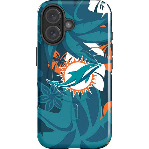 NFL Miami Dolphins Tropical Print iPhone 16 Magsafe Impact Case